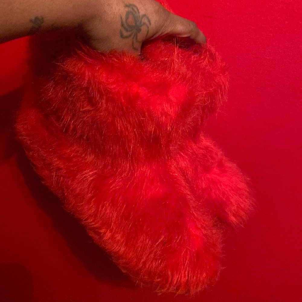 Red fur boots